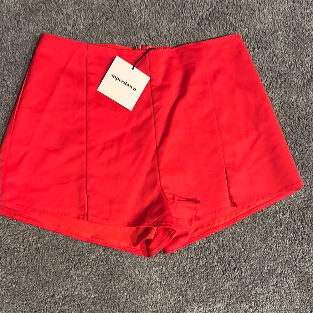 Superdown Red High Waist Shorts